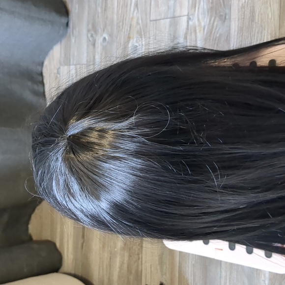 24 inch Brunette Long Straight Synthetic Wig - Picture 4 of 5